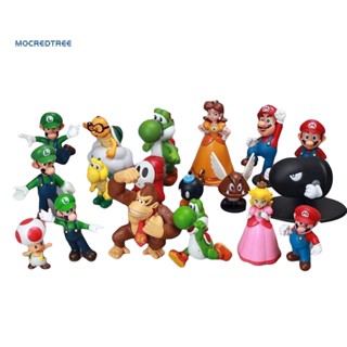 Moc_ ตุ๊กตาฟิกเกอร์ Super Mario Bros Luigi PVC ขนาดมินิ ของเล่นสําหรับเด็ก 18 ชิ้น ต่อชุด