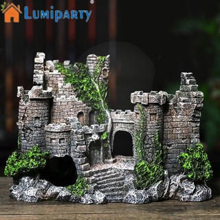 Lumiparty ปราสาทเรซิ่นโบราณ พร็อพเครื่องประดับ สําหรับตกแต่งตู้ปลา