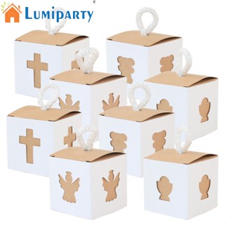 Lumiparty กล่องกระดาษคราฟท์ ทรงสี่เหลี่ยม ลายหมี ฉลุลาย สไตล์ยุโรป เรโทร สําหรับใส่ขนมหวาน 50 ชิ้น