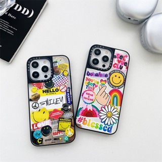 Casetify เคสโทรศัพท์มือถือ กันกระแทก ลายหน้ายิ้ม พร้อมกระจก สําหรับ IPhone 14 Pro Max 14 Pro 14 Plus 13 Pro Max 13 Pro 12 Pro Max 12 Pro 11
