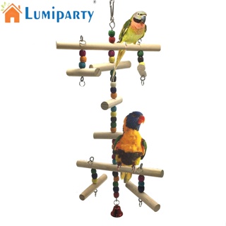 Lumiparty ของเล่นนกแก้ว ลูกปัดไม้ ทรงกลม หลากสี พร้อมกระดิ่ง สําหรับนกแก้ว ขนาดเล็ก กลาง