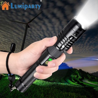 Lumiparty ไฟฉายยุทธวิธี Led 500000Lm โคมไฟมือ ไฟฉาย ซูมได้ สว่างมาก พร้อมแบตเตอรี่ แบบชาร์จไฟได้