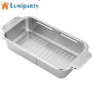 Lumiparty ตะกร้าสเตนเลส 304 ทนความร้อน ขยายได้ สําหรับระบายน้ําผัก ผลไม้