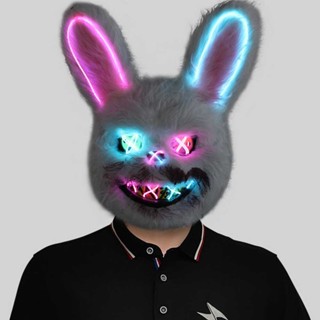 Halloween Horror Violent Rabbit Led Mask Bloody Rabbit Dress Up Prop Halloween Mask