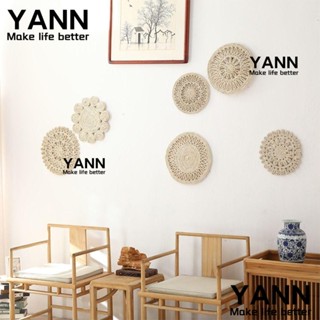 Yann1 ตะกร้าหวายสานธรรมชาติ สไตล์โบฮีเมียน สําหรับแขวนตกแต่งผนังร้านอาหาร