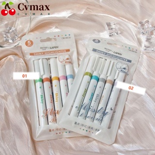 Cvmax ปากกาไฮไลท์ พลาสติก กลิตเตอร์ แวววาว คุณภาพสูง สําหรับนักเรียน ของขวัญ 5 ชิ้น