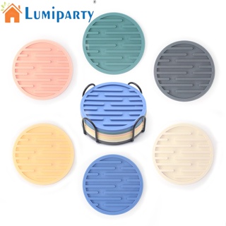 Lumiparty แผ่นรองแก้วซิลิโคน ทรงกลม 10 ซม. ทนความร้อน กันลื่น สําหรับโต๊ะกาแฟ 6 ชิ้น