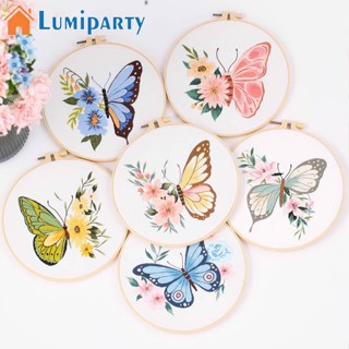 Lumiparty ชุดอุปกรณ์เย็บปักถักร้อย รูปผีเสื้อ Diy สําหรับผู้เริ่มต้น