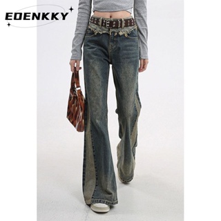 EOENKKY กางเกงขายาว กางเกงยีสน์ผู้หญิง ทรงหลวม ๆ ตรง Retro Hip Hop Pants 2023 NEW Style A27L0B5 34Z230823