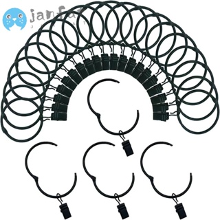 Janfat คลิปตะขอผ้าม่าน แบบเหล็ก 2 นิ้ว สีดํา อุปกรณ์เสริม สําหรับห้องน้ํา 24 ชิ้น