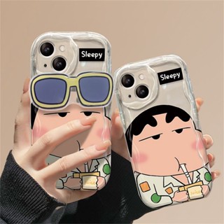 เคสโทรศัพท์มือถือแบบนิ่ม ใส กันรอยเลนส์กล้อง ลายการ์ตูนชินจังน่ารัก สําหรับ iPhone 12 13 Pro Max Mini