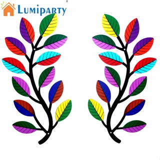 Lumiparty ป้ายโลหะ รูปใบไม้ สไตล์โมเดิร์น ทนต่อการกัดกร่อน สําหรับแขวนตกแต่งผนังบ้าน ประตู 2 ชิ้น