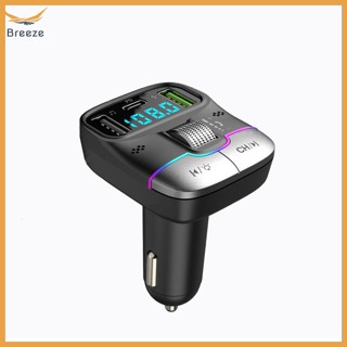 Breeze อะแดปเตอร์เครื่องเล่น MP3 ส่งสัญญาณ FM พร้อมจอแสดงผล LED USB PD ชาร์จเร็ว รองรับแฮนด์ฟรี โทรได้ ดิสก์ U