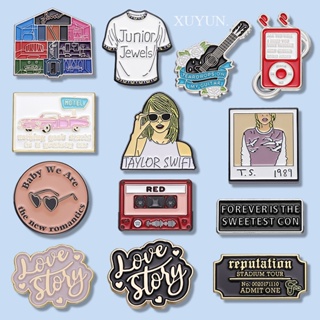 เครื่องประดับ เข็มกลัดโลหะ รูป Taylor Swift Music 14 แบบ สําหรับตกแต่งเสื้อผ้า กระเป๋าเป้สะพายหลัง