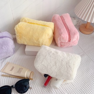 Spot second hair# Dont buy regret series ~ ins macaron plush pen bag hand bag portable sweet soft waxy Cosmetic Bag Pen bag 8cc