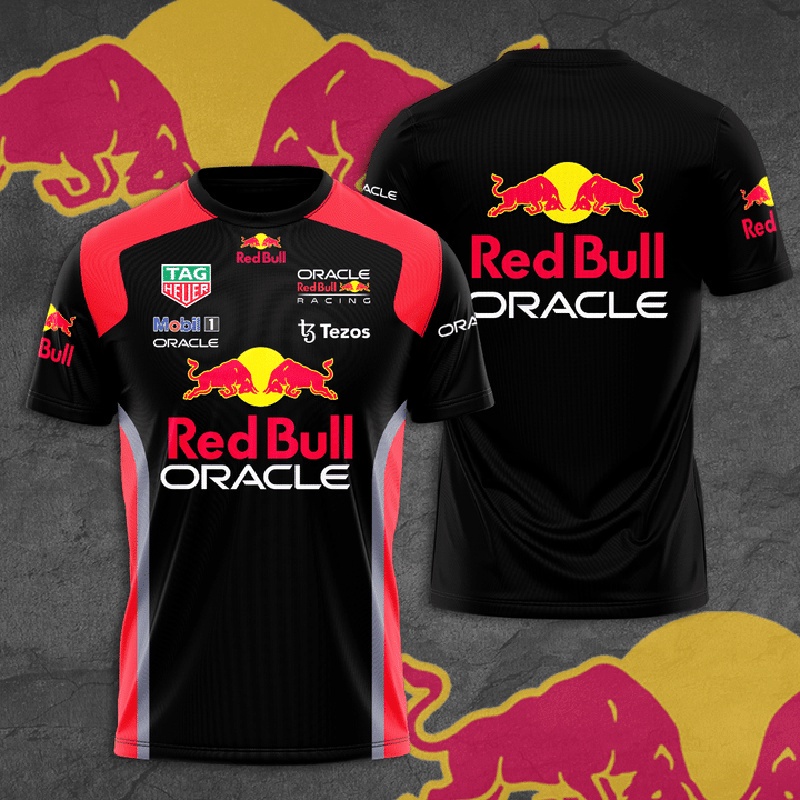 เสื้อยืดแขนสั้นลําลอง พิมพ์ลาย Formula One Red Bull Racing Team Oracle Tezos Mobil 1 3D แฟชั่นฤดูร้อ
