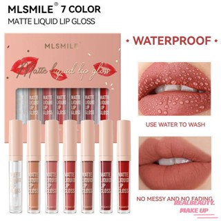 MLSMILE 7 ชิ้น Lip Set OhMyKiss Matte Liquid ลิปสติก Soft VE Moisturizing เครื่องสำอางติดทนนาน [realbeauty]