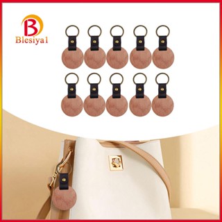 [Blesiya1] พวงกุญแจแท็กไม้แกะสลัก สายหนัง PU 10 ชิ้น สําหรับรถยนต์ DIY