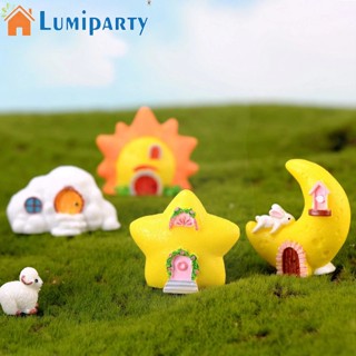 Lumiparty Dreamy Starry Sky House เครื่องประดับเรซิ่น รูปก้อนเมฆ ดวงอาทิตย์ ดวงจันทร์ สําหรับตกแต่งบ้าน ภูมิทัศน์ขนาดเล็ก