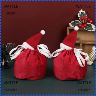 Wattle ถุงขนม ลายซานตาคลอส สีแดง แบบพกพา สําหรับตกแต่งปาร์ตี้คริสต์มาส