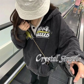 Crystal เสื้อผ้าผู้ญิง แขนยาว เสื้อฮู้ด คลุมหญิง สไตล์เกาหลี แฟชั่น A28J1C0 34Z230823