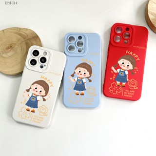 IPhone 14 13 Pro Max Plus เข้ากันได้ เคสไอโฟน สำหรับ Cartoon Girl เคส เคสโทรศัพท์