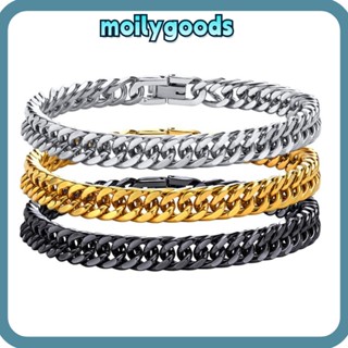 Moilyhd Miami Cuban สร้อยข้อมือสเตนเลส 8 มม. ยาว 19 ซม. 21 ซม. แฟชั่น สําหรับผู้ชาย