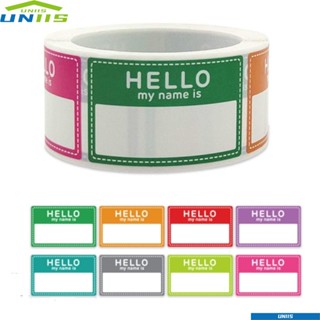 Uniis สติกเกอร์ป้ายชื่อ ลาย Hello My Name อเนกประสงค์ มีกาวในตัว 8 สี สําหรับติดตกแต่งสํานักงาน 200 ชิ้น