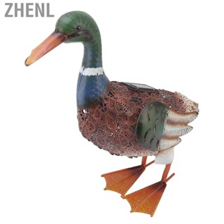 Zhenl Duck Statue With Solar  Light Iron  Painted  Decoration