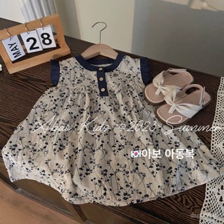 Korean-style childrens wear girls dress summer dress 2023 new foreign art girls summer broken princess dress WU2J