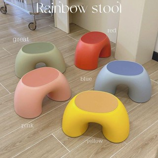 เก้าอี้สตูล ขนาดเล็ก แบบหนา สีรุ้ง สามารถนั่งบนม้านั่งได้ สําหรับเด็ก