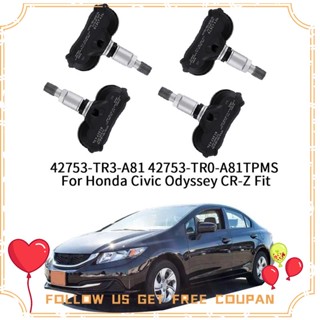 เซนเซอร์วัดความดันลมยาง TPMS อุปกรณ์เสริม สําหรับ Honda Civic Odyssey CR-Z Fit 42753-TR3-A81 42753-TR0-A81 4 ชิ้น