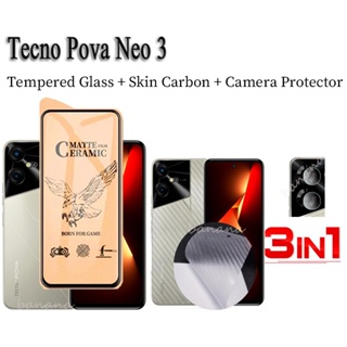 Tecno Pova Neo 3 ฟิล์มเซรามิค นิ่ม สําหรับ Tecno Pova Neo3 2 Pova 5 4 4 pro 3 3 in 1 ตัวป้องกันเลนส์กล้อง และฟิล์มด้านหลัง