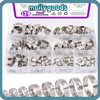 Moilyhd แคลมป์หนีบหู สเตนเลส 304 8 ขนาด สําหรับรถยนต์ 120 ชิ้น