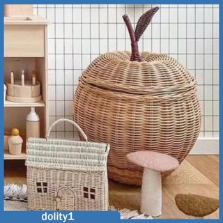 [Dolity1] ตะกร้าหวาย พร้อมฝาปิด สําหรับห้องนั่งเล่น