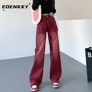 EOENKKY  กางเกงขายาว กางเกงยีสน์ผู้หญิง ทรงหลวม ๆ ตรง Retro Hip Hop Pants 2023 NEW Style  Trendy Stylish ทันสมัย ins A97L053 36Z230909