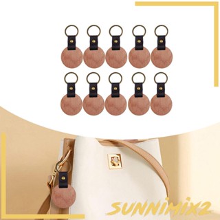 [Sunnimix2] พวงกุญแจแท็กไม้แกะสลัก สายหนัง PU อุปกรณ์เสริม สําหรับรถยนต์ DIY 10 ชิ้น