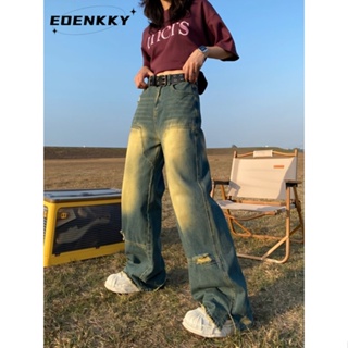 EOENKKY  กางเกงขายาว กางเกงยีสน์ผู้หญิง ทรงหลวม ๆ ตรง Retro Hip Hop Pants 2023 NEW Style  Comfortable High quality Beautiful ทันสมัย A27L0BG 36Z230909