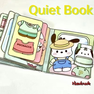 SANRIO ชุดหนังสือการ์ตูน Pochacco Quiet Book Kuromi Dollhouse Paper Cinnamoroll แฮนด์เมด ขนาดเล็ก สําหรับตกแต่งบ้านตุ๊กตา