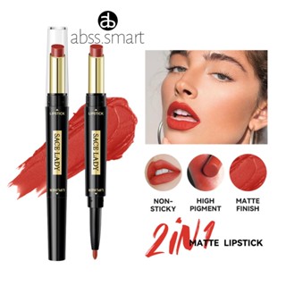 Sace Lady Duo Lipliner Pencil ลิปสติกกันน้ำเม็ดสีสูง Mulit-use 2 In1 Matte Lip Cosmetic TECH3