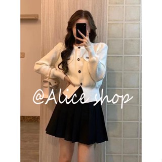 Alice  เสื้อแฟชั่นผู้หญิง เสื้อแขนยาว คลุม ไหมพรม ครอปเสื้อแขนยาว  ทันสมัย ทันสมัย สวย รุ่นใหม่ A91K5T7 36Z230909