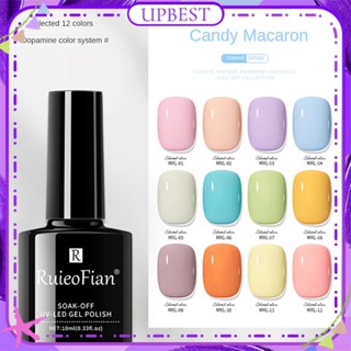 ♕ Ruieofian Macaron Color Series ยาทาเล็บเจล Dopamine Candy Series NUDE สี Phototherapy กาวเล็บสำหรับเล็บ Shop 10ml 12 สี UPBEST