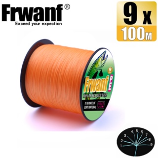 Frwanf สายเอ็นตกปลา แบบถัก PE X9 สีส้ม ยาว 100 ม. 9 เส้น