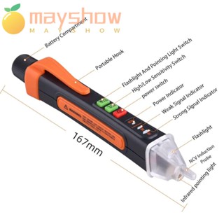 Mayshow เครื่องทดสอบแรงดันไฟฟ้า มัลติฟังก์ชั่น พร้อมไฟฉาย ปากกาทดสอบเสียงบี๊บ AC ปากกาตรวจจับแรงดันไฟฟ้า