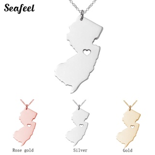 Seafeel สร้อยคอโซ่ จี้แผนที่ เครื่องประดับแฟชั่น Unisex