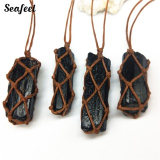 Seafeel สร้อยคอเชือกทอ จี้หินทัวร์มาลีนเทียม เครื่องประดับ สําหรับผู้หญิง