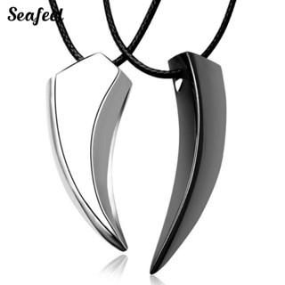 Seafeel เครื่องประดับ สร้อยคอ สเตนเลส จี้รูปดวงจันทร์ ของขวัญ สําหรับทุกเพศ 2 ชิ้น