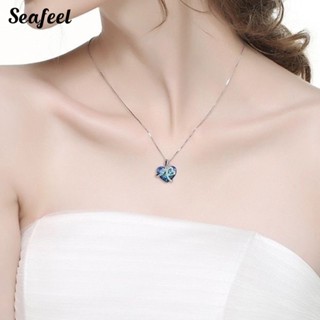 Seafeel สร้อยคอโซ่ จี้รูปหัวใจ ประดับพลอยเทียม เครื่องประดับแฟชั่นสตรี