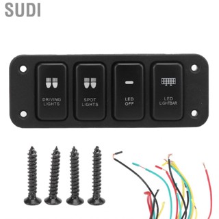 Sudi Panel Switch 4 Gang with  Blue Light Driving Lamp Control Button Fit for Hailax 12V DC Car Rocker Breaker New