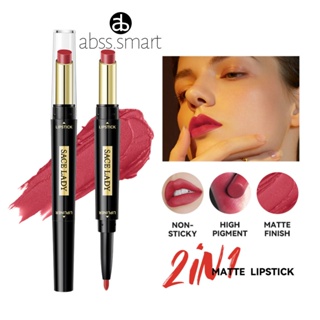 Sace Lady 2 In 1 Matte Duo Lip Liner ดินสอสีสูงลิปสติก Lipliner Mulit-ใช้ Smooth ลิปสติกปากกา Lip เครื่องสำอางค์ TECH3